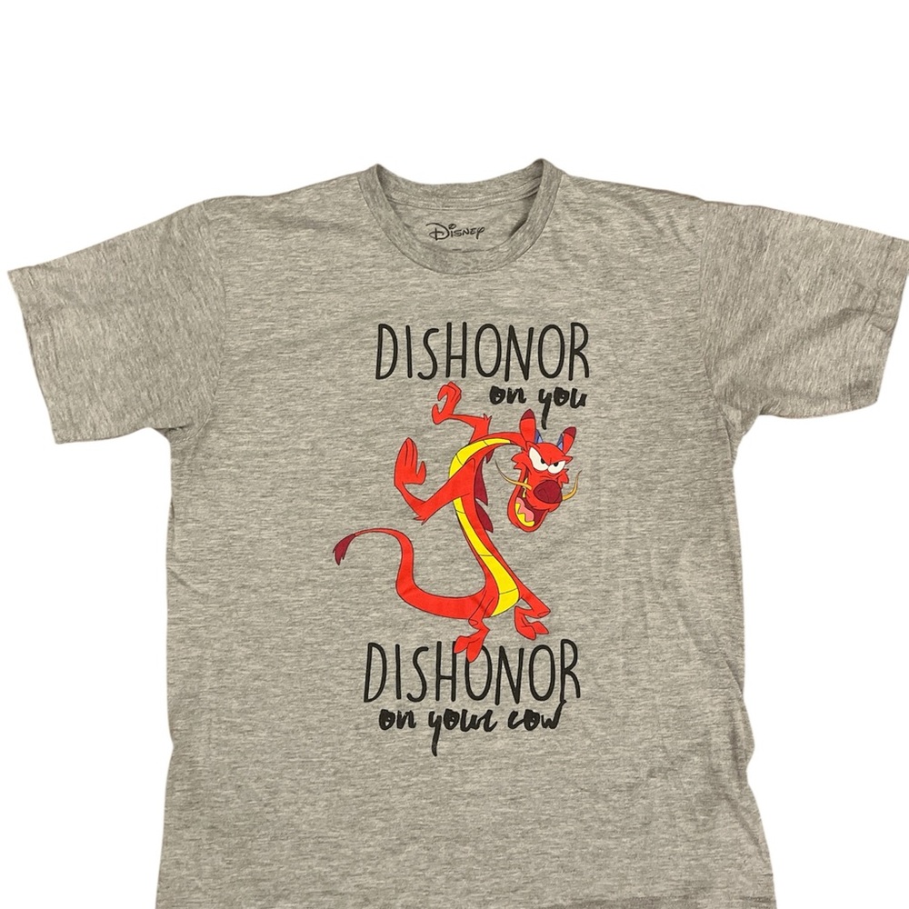 Disney Gray T-Shirt with Red and Yellow Dragon Graphic